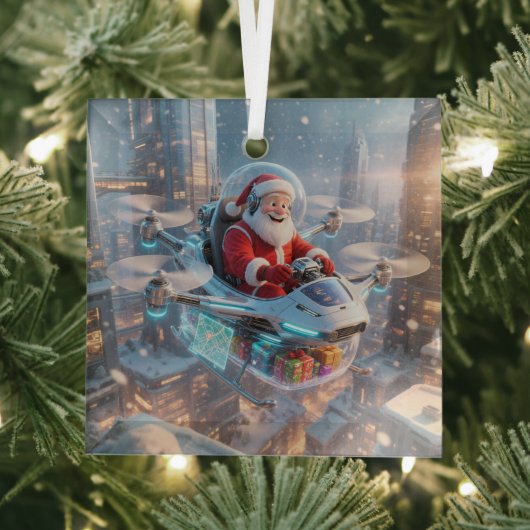 Der coolste Sci-Fi-Weihnachtsmann Ornament Aus Glas (Insitu)