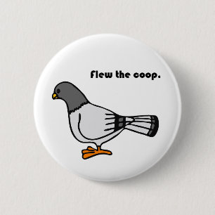 Der Coop Funny Gray Taube Cartoon fliegen Button