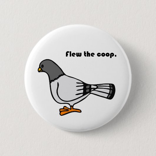 Der Coop Funny Gray Taube Cartoon fliegen Button (Vorderseite)