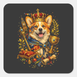 Der Corgi-König Quadratischer Aufkleber