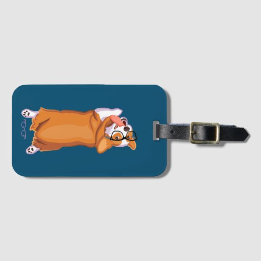 Der Corgi Sploot Gepäckanhänger (Vorderseite (Horizontal))