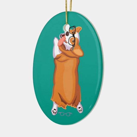 Der Corgi Sploot Keramikornament (Links)