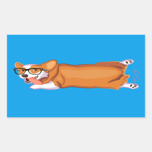 Der Corgi Sploot Rechteckiger Aufkleber