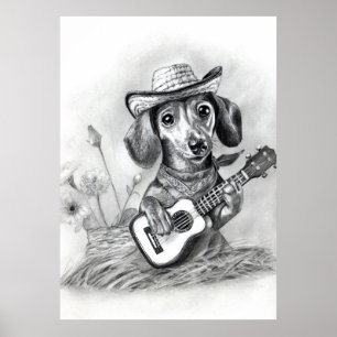 Der Country-Crooner-Dachshund Poster