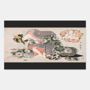 Der Courtesan mit Katze Kitagawa Utamaro geisha Rechteckiger Aufkleber