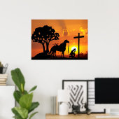 Der Cowboy im Cross Western Christlich Art Poster (Heimbüro)