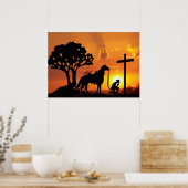 Der Cowboy im Cross Western Christlich Art Poster (Küche)