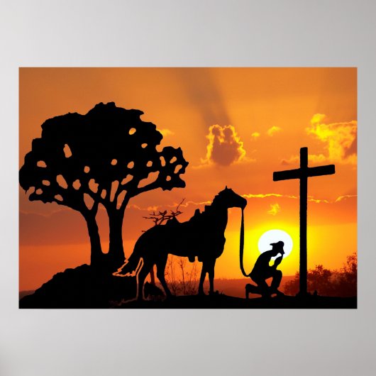 Der Cowboy im Cross Western Christlich Art Poster (Vorne)