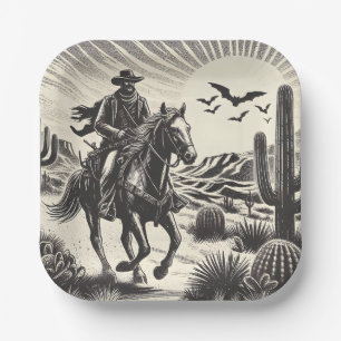 Der Cowboy in der Wüste Pappteller