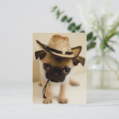 Der Cowboy-Mops-Welpe Postkarte (Stehend Vorderseite)