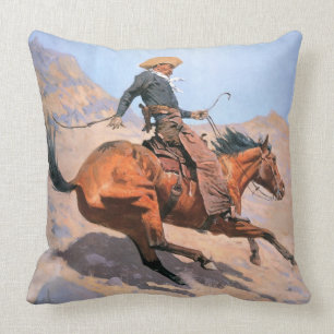 Der Cowboy (Öl auf Leinwand) Kissen
