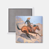 Der Cowboy (Öl auf Leinwand) Magnet (Vorderseite/Rückseite)
