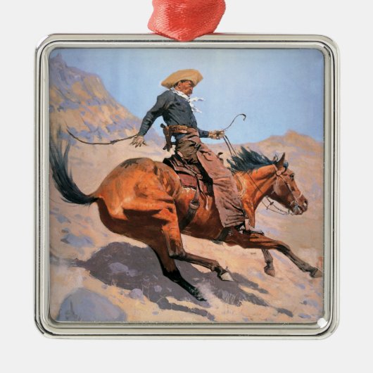 Der Cowboy (Öl auf Leinwand) Ornament Aus Metall (Vorne)