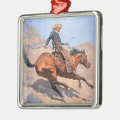 Der Cowboy (Öl auf Leinwand) Ornament Aus Metall (Links)