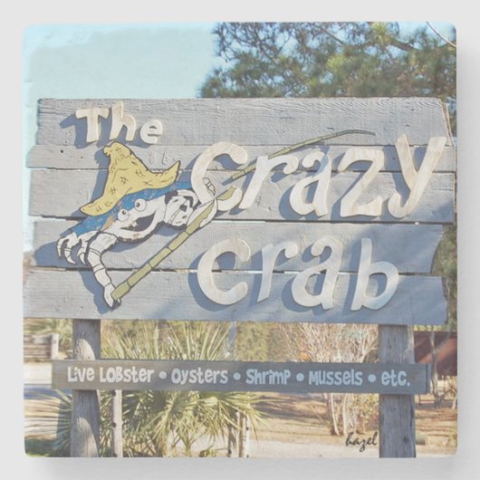 Der Crazy Crab, Hilton Head Island Marmor Unterset Steinuntersetzer (Vorderseite)
