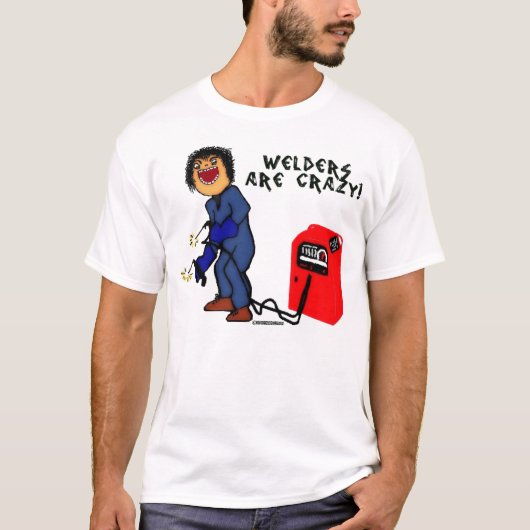 Der Crazy Welder Cartoon T-Shirt (Vorderseite)
