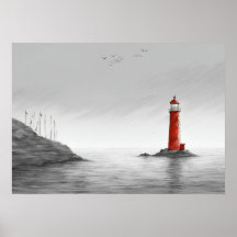 "Der crimsonrote Leuchtturm" Kunstposter