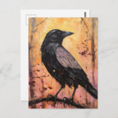 Der Crow auf einer Verzweigung Postkarte (Vorne/Hinten)