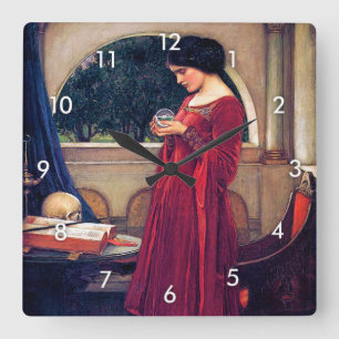 Der Crystal Ball, John William Waterhouse Quadratische Wanduhr