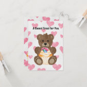 Der Cupcake Bär 3,5" x 5" Flachgrüßkarte Karte (Vorderseite/Rückseite Beispiel)