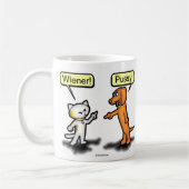 Der Dackel-Hund u. die Pussycatnemesis-Tasse Kaffeetasse (Links)
