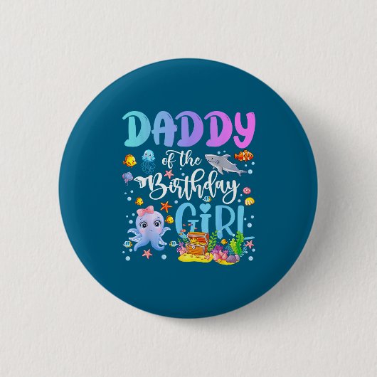 Der Daddy Geburtstag Meer Fisch Ozean Button (Vorderseite)
