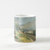 Der dampf-geschleppte Zug der britischen Eisenbahn Kaffeetasse (Mittel)