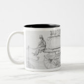Der Dampf-Wagen der Rollbahre, 1827 Zweifarbige Tasse (Links)