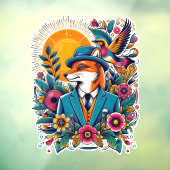 Der Dapper Fox und farbenfrohe Blume Fensteraufkleber (Blatt 3)