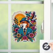 Der Dapper Fox und farbenfrohe Blume Fensteraufkleber (Zuhause)