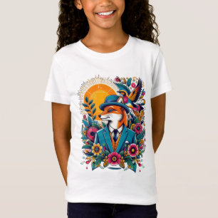 Der Dapper Fox und farbenfrohe Blume T-Shirt