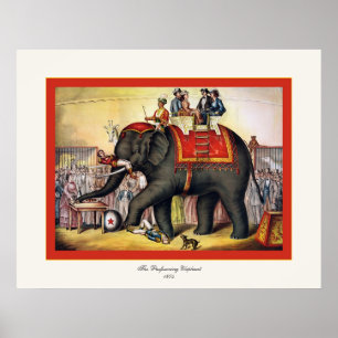 Der darstellendes Elefant ~ Vintage Zirkus Poster