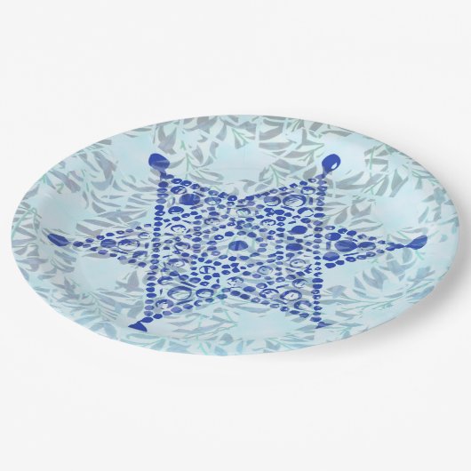 Der Davidsstern Juwelentwurf auf Blätter Pappteller (Schrägansicht)