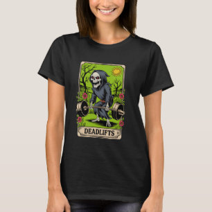 Der Deadlifter Lustige Skelett-Tarotkarte-Gym Work T-Shirt