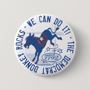 Der Demokrat-Esel schaukelt Knopf Button