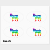 Der Demokrat Original Donkey störte Regenbogen Ovaler Aufkleber (Blatt)