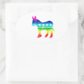 Der Demokrat Original Donkey störte Regenbogen Ovaler Aufkleber (Tasche)