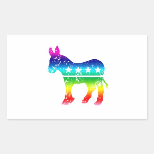 Der Demokrat Original Donkey störte Regenbogen Rechteckiger Aufkleber (Vorderseite)