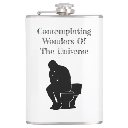 Der Denker auf dem Thron Flachmann (Vorderseite)