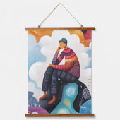 Der Denker remagierte: Abstrakte moderne Kunst Wandteppich Mit Holzrahmen (Vorderseite)