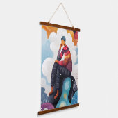 Der Denker remagierte: Abstrakte moderne Kunst Wandteppich Mit Holzrahmen (Gewinkelt)