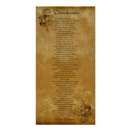 Der Desiderata-Pergament-Look-Hintergrundscroll Poster (Vorderseite)