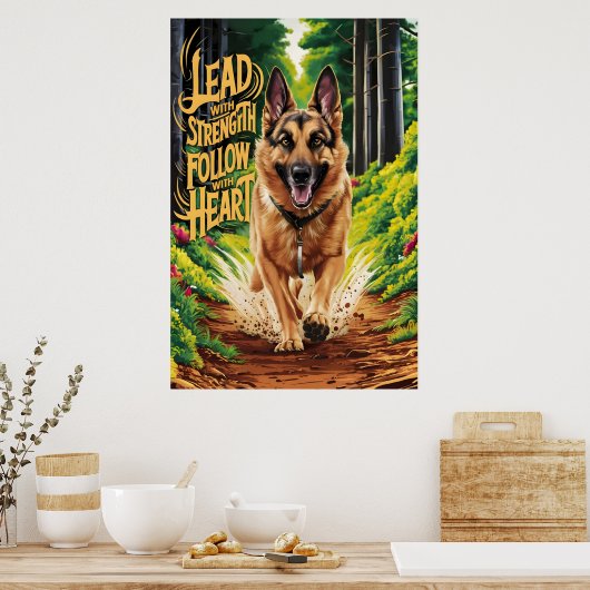 Der deutsche Hirte durchquert den Wald Poster (Küche)