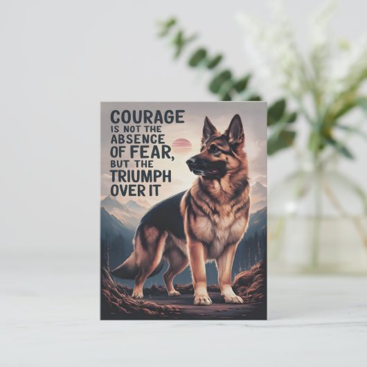 Der deutsche Hirte triumphiert über Angst Postkarte (Stehend Vorderseite)