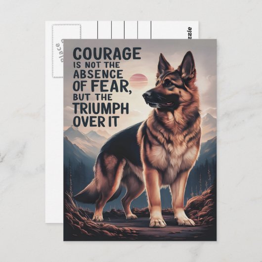 Der deutsche Hirte triumphiert über Angst Postkarte (Vorne/Hinten)