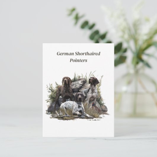 Der deutsche Kurzhaar oder Deutsch Kurzhaar Einladungspostkarte (Stehend Vorderseite)