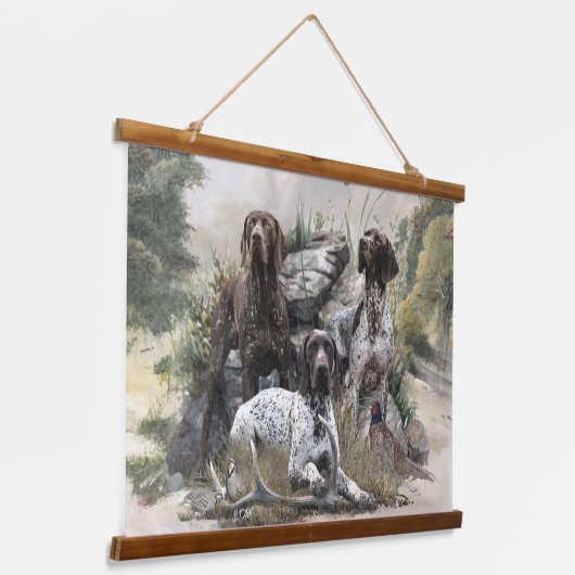 Der deutsche Kurzhaar oder Deutsch Kurzhaar Wandteppich Mit Holzrahmen (Gewinkelt)