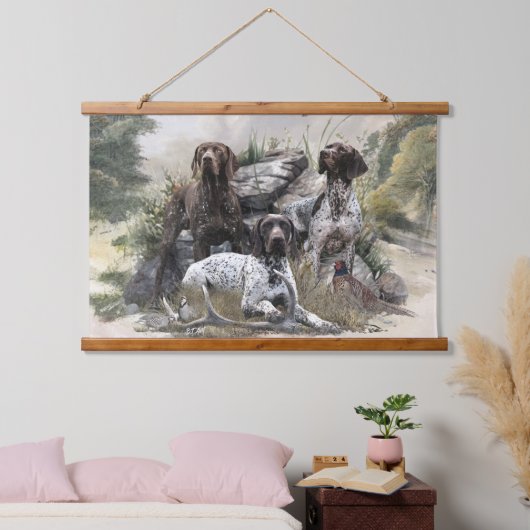 Der deutsche Kurzhaar oder Deutsch Kurzhaar Wandteppich Mit Holzrahmen (Schlafzimmer)