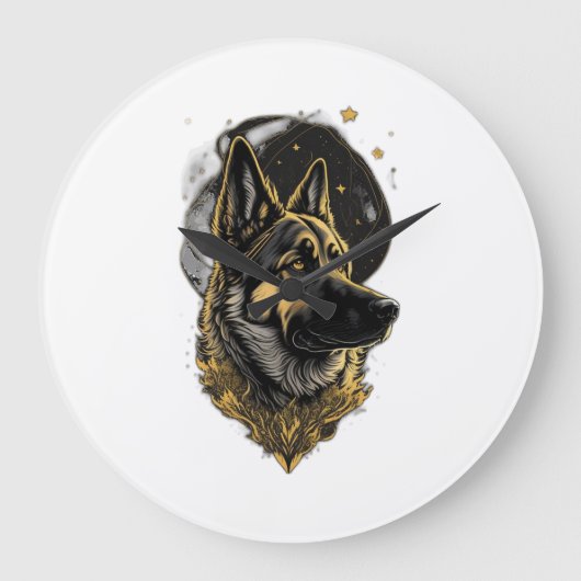 Der Deutsche Schäferhund 007 Große Wanduhr (Vorderseite)