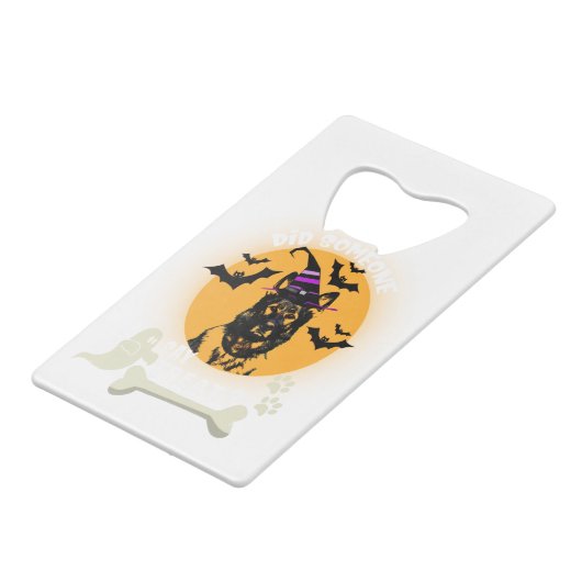 Der deutsche Schäferhund hat jemand Leckerei gesag Geldbeutel Flaschenöffner (Rückseite Schrägansicht)